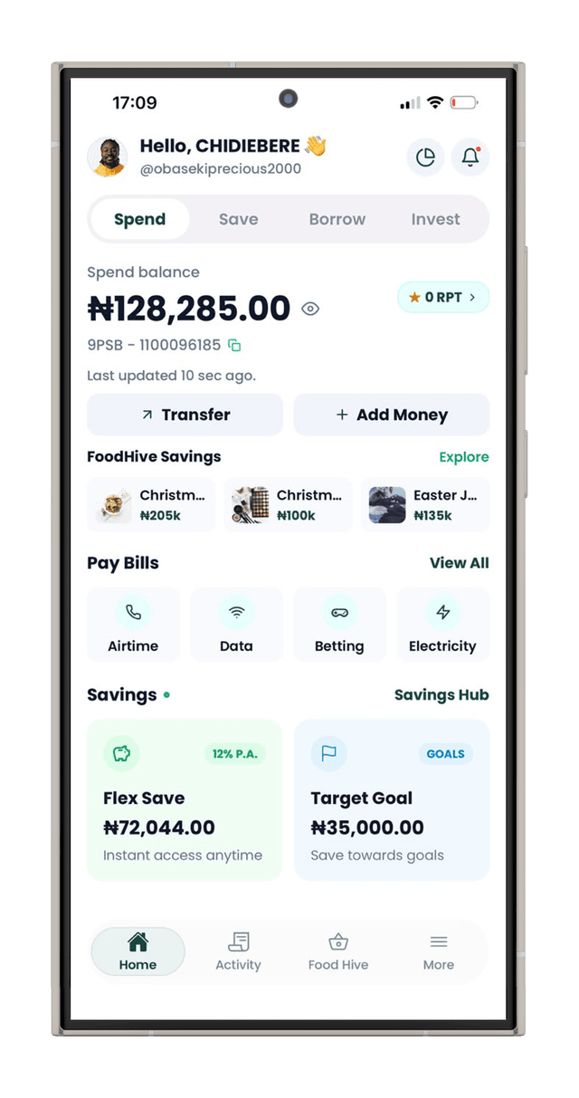 Hive Finance Payment Screen